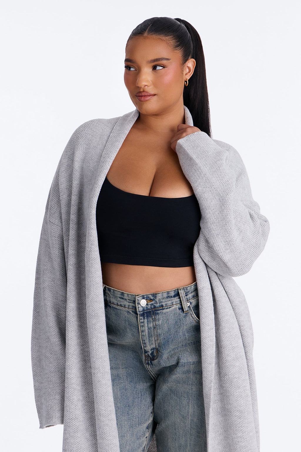Made For You Long Cardigan - Heather Grey