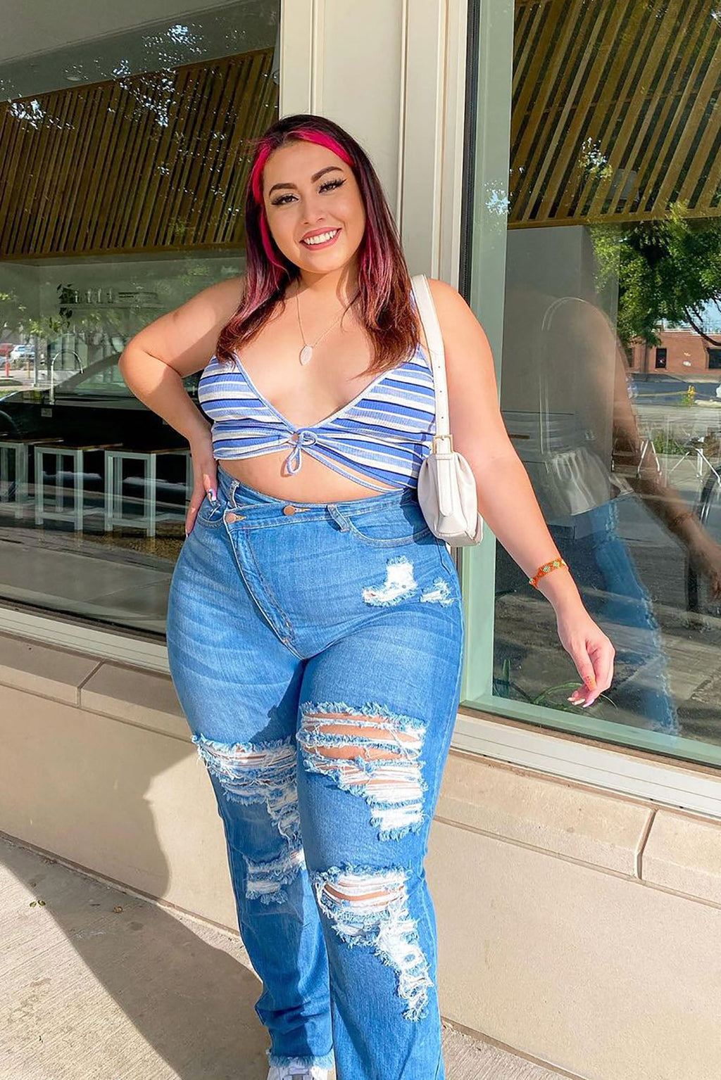 Don't Get Crossed Over Slouch Fit Jeans - Medium Blue Wash