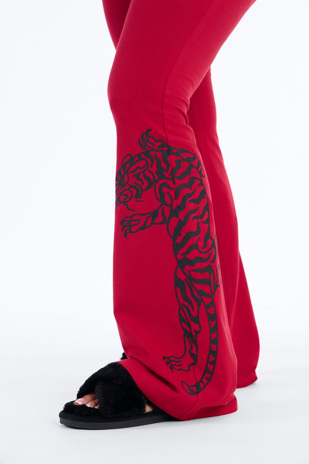 Ed Hardy Tiger Cross Heart Foldover Waistband PJ Pant Ser - Red