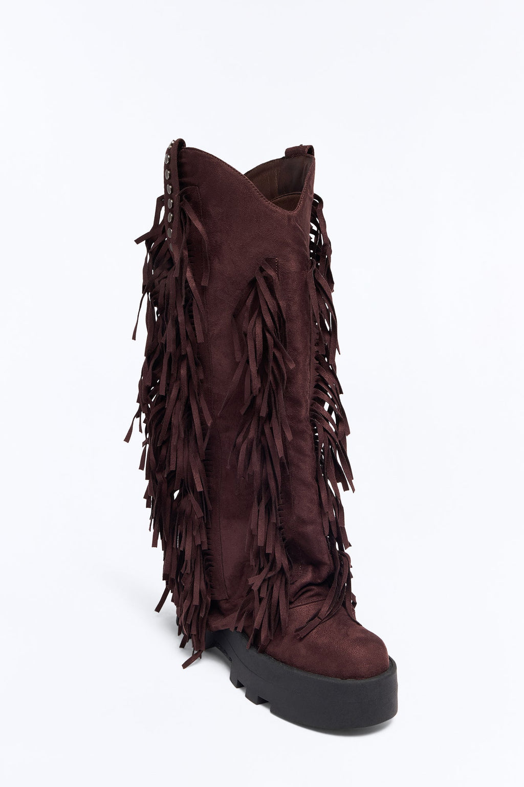 Ember Fringe Knee High Boots - Chocolate