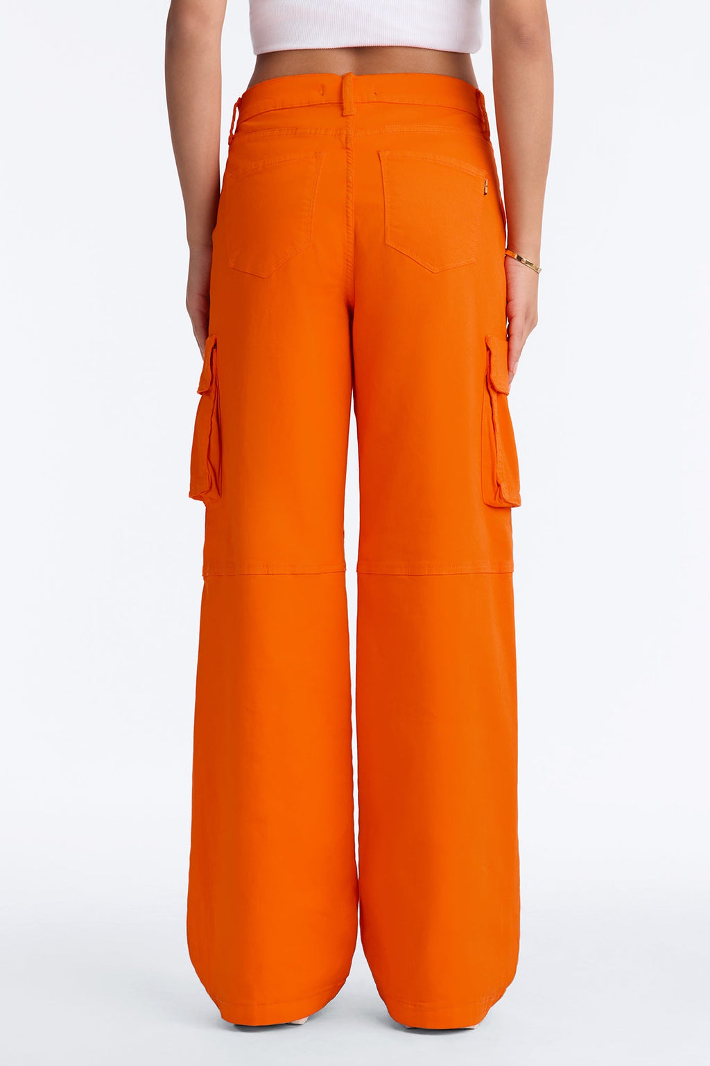 End The Games Stretch High Rise Cargo Jeans - Orange
