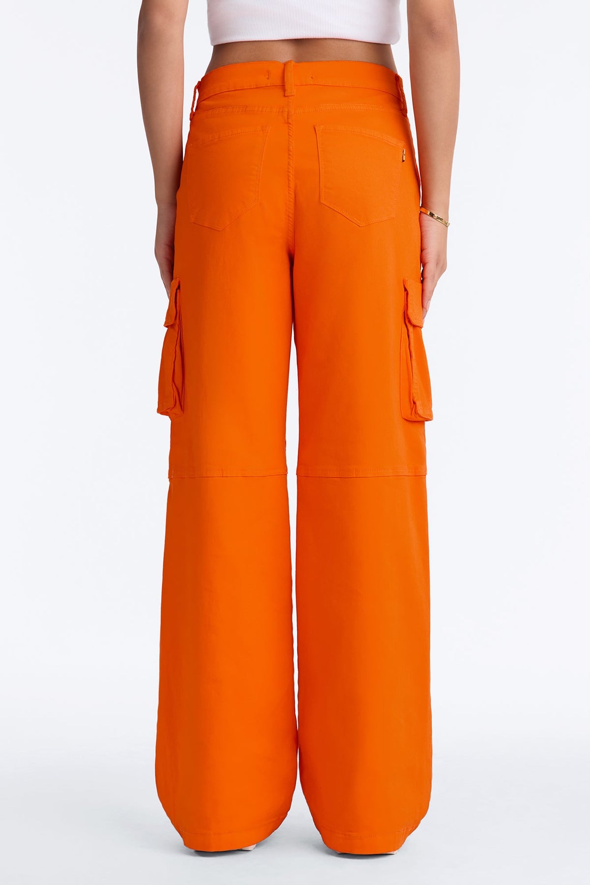 End The Games Stretch High Rise Cargo Jeans - Orange