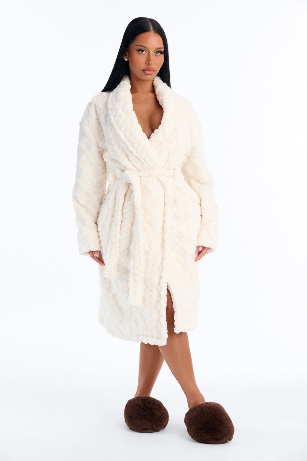 Winter Luxe Sherpa PJ Long Robe - Cream