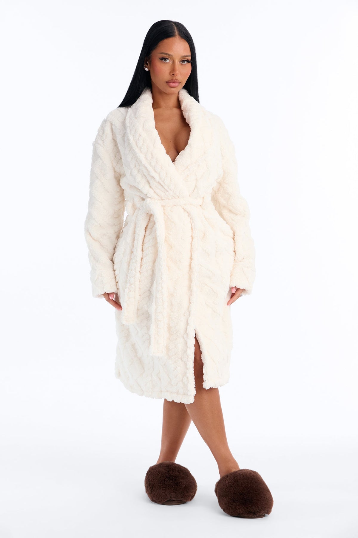Winter Luxe Sherpa PJ Long Robe - Cream