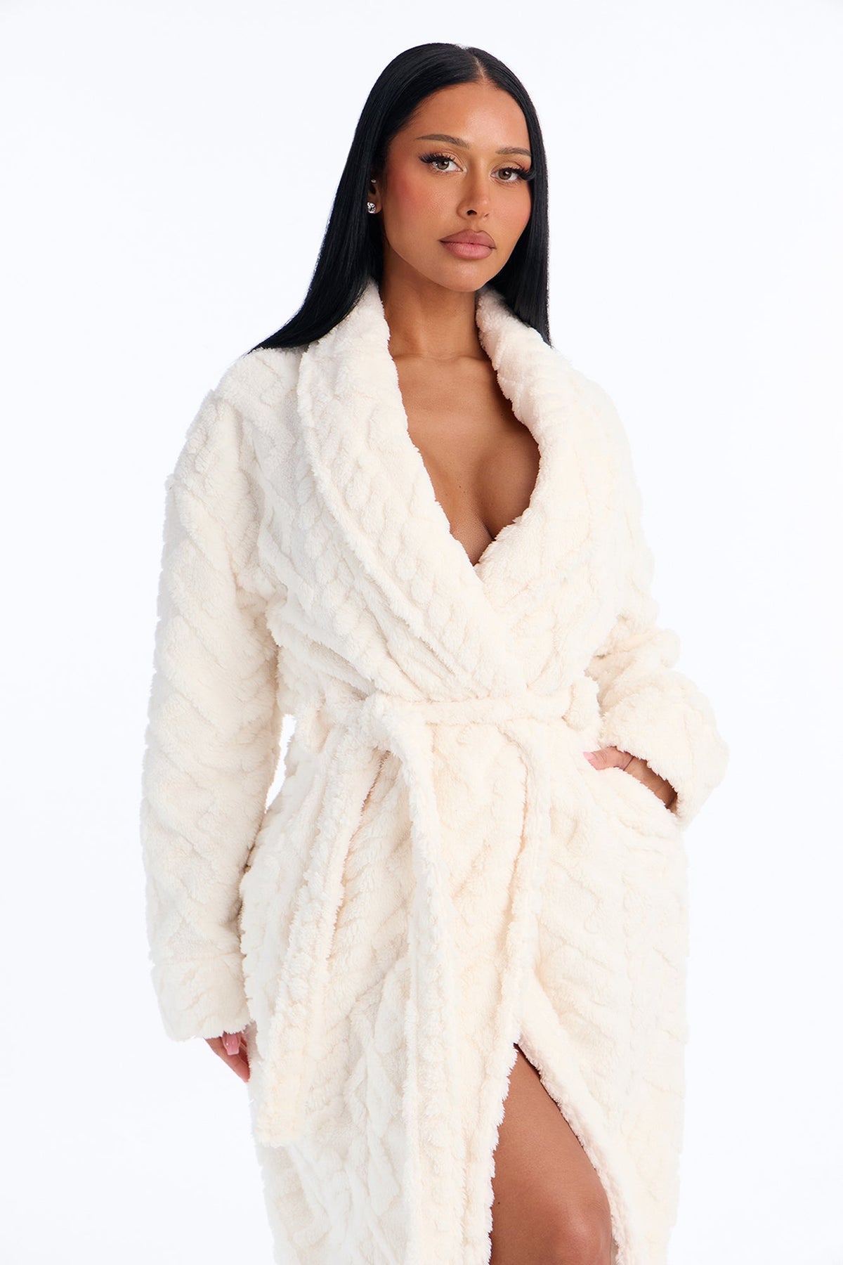 Winter Luxe Sherpa PJ Long Robe - Cream
