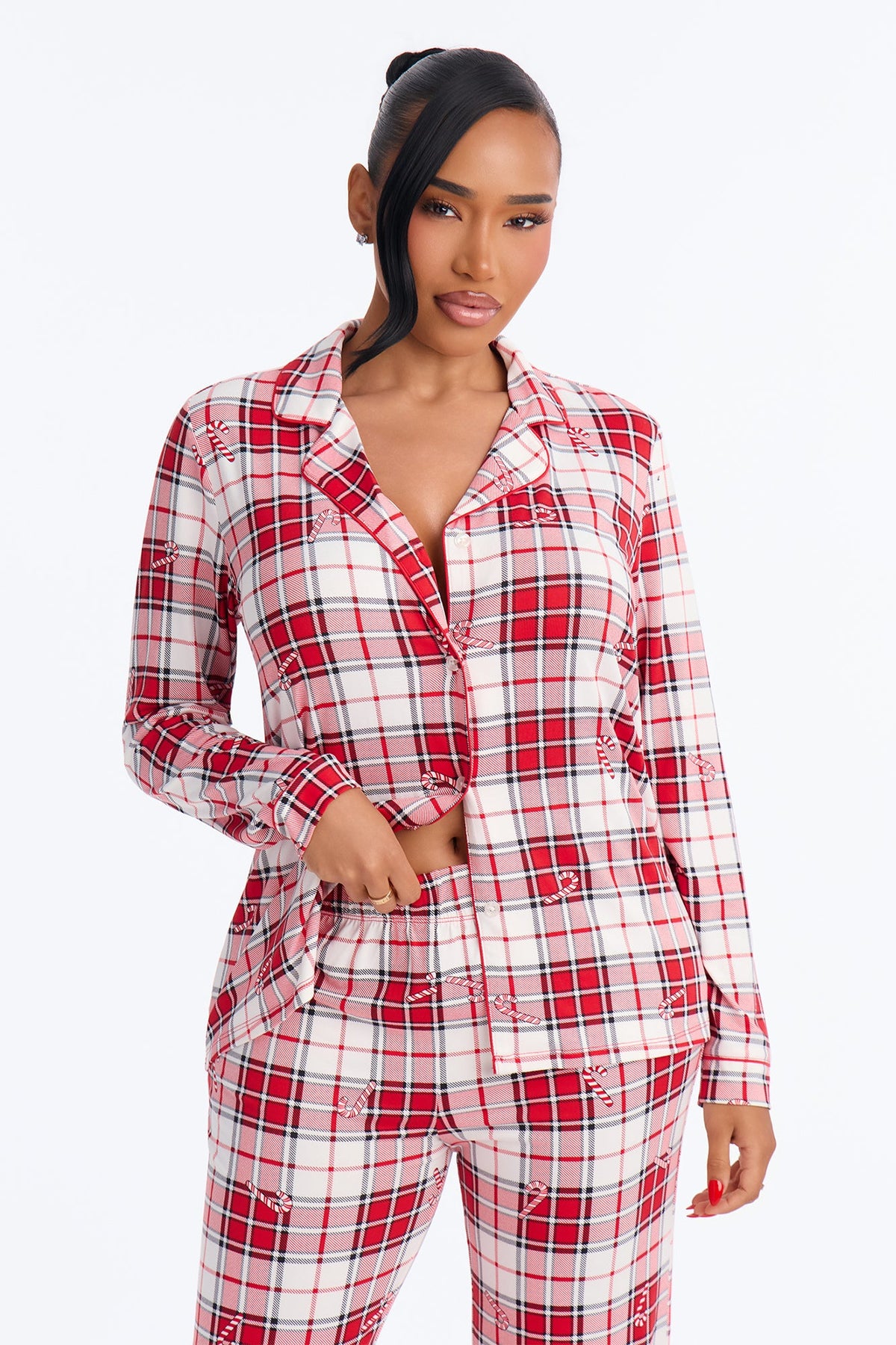Candy Cane Christmas PJ Pant Set - Red/White