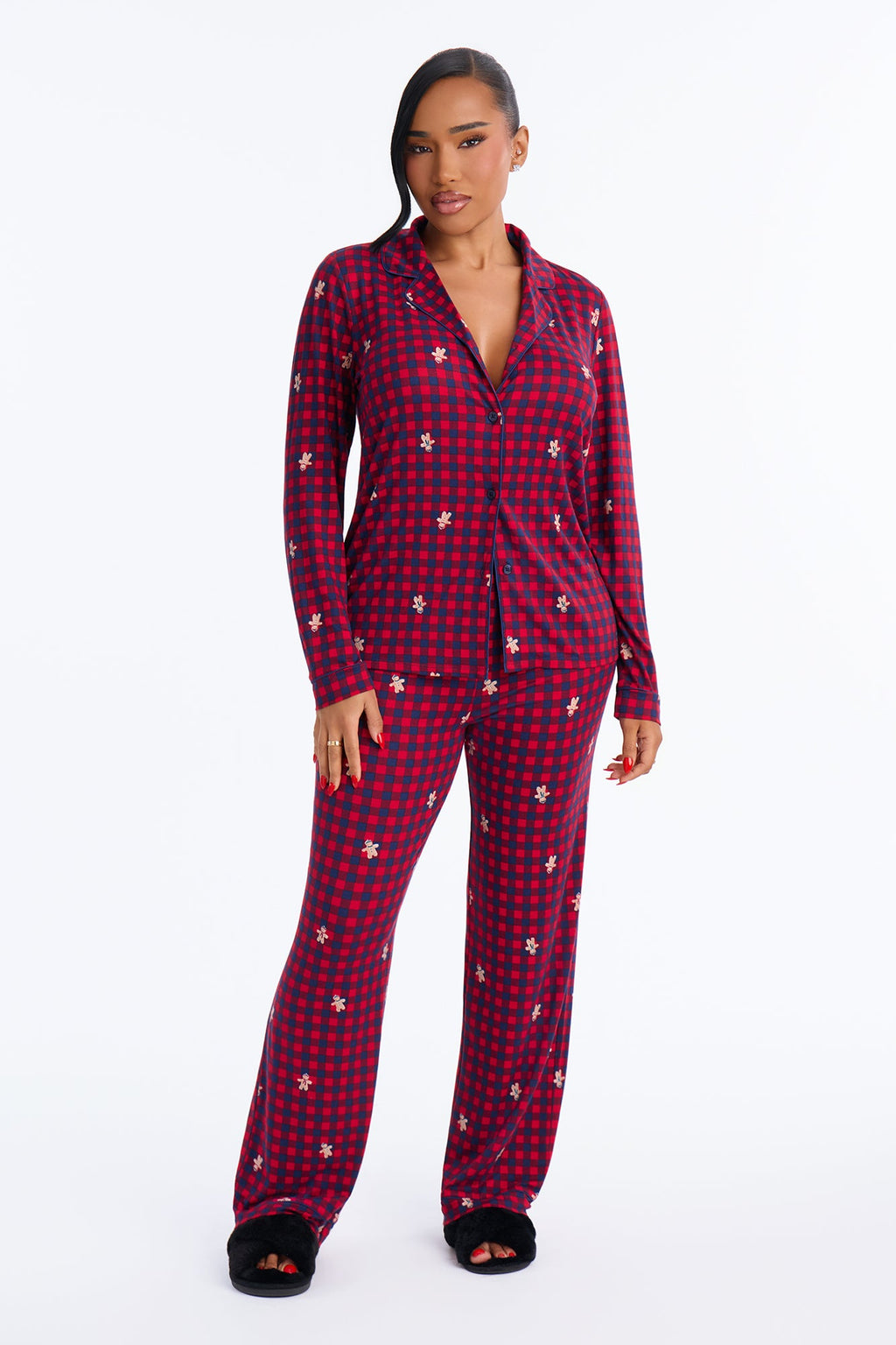Jolly Gingerbread PJ Pant Set - Red/combo
