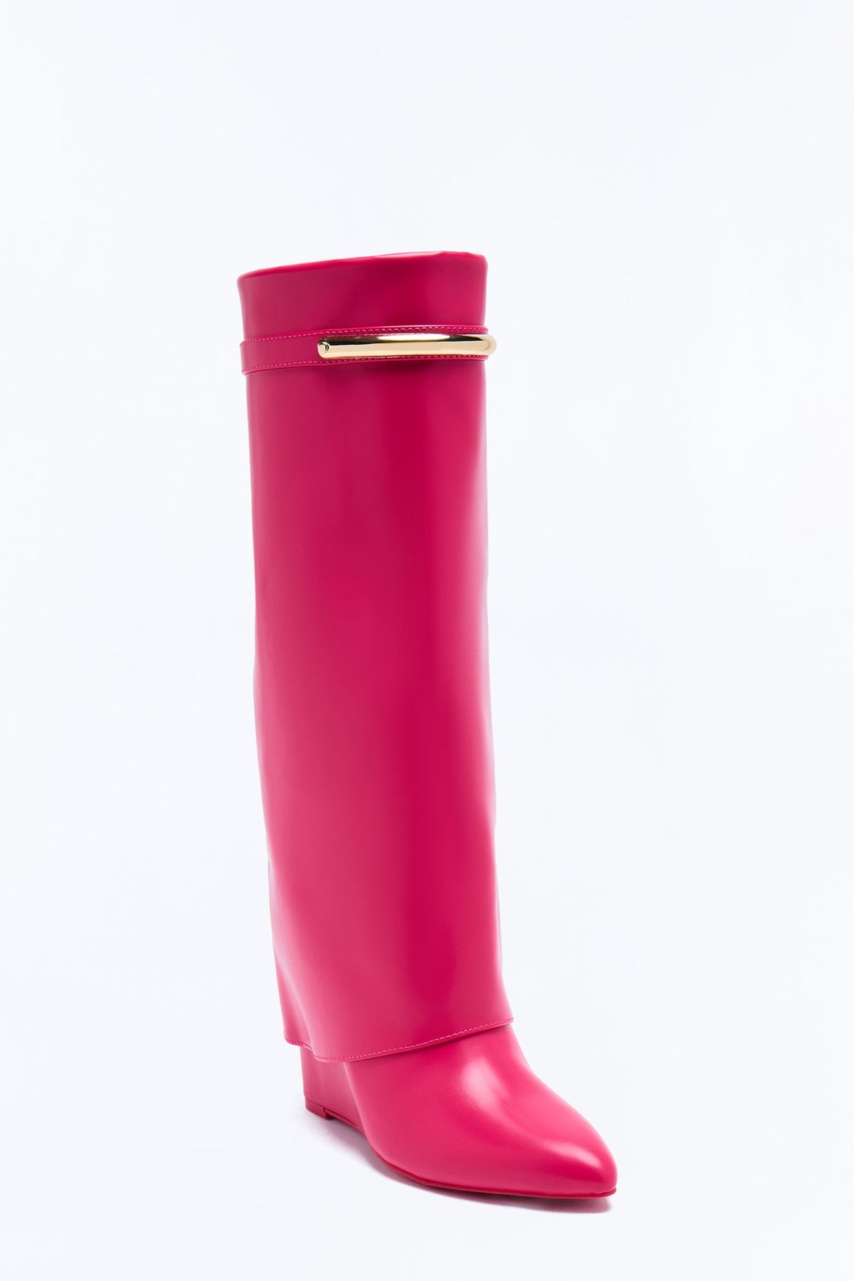 Right Move Overlay Heeled Boots - Fuchsia