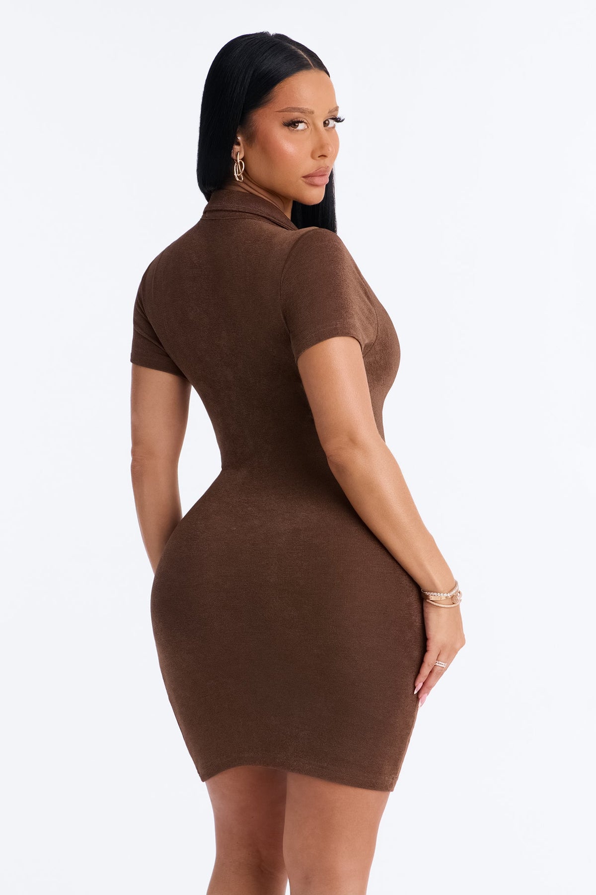 Silky Smooth Slinky Mini Dress - Chocolate
