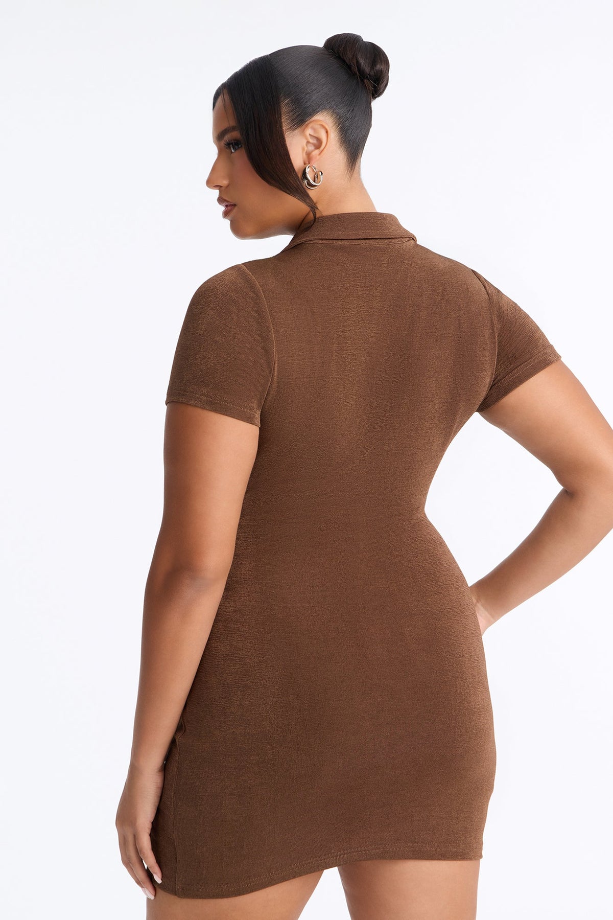 Silky Smooth Slinky Mini Dress - Chocolate