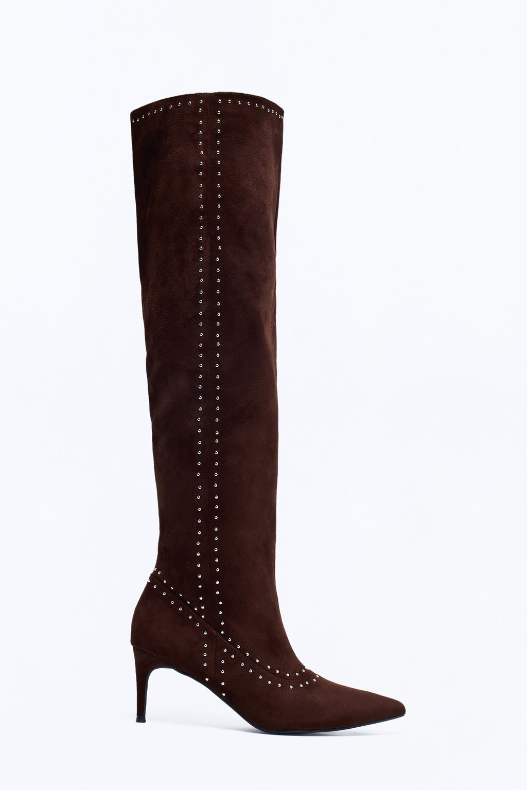 Finding Studs Heeled Boots - Chocolate