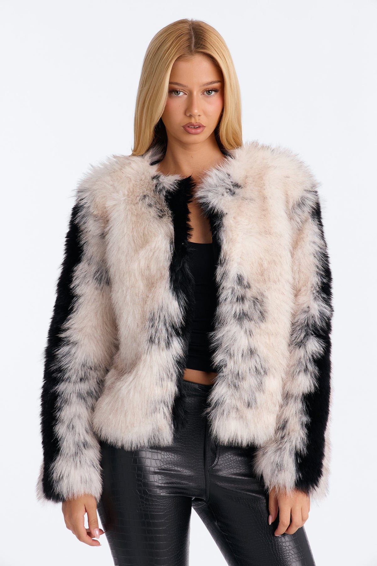 Paparazzi Please Faux Fur Coat - White/Black