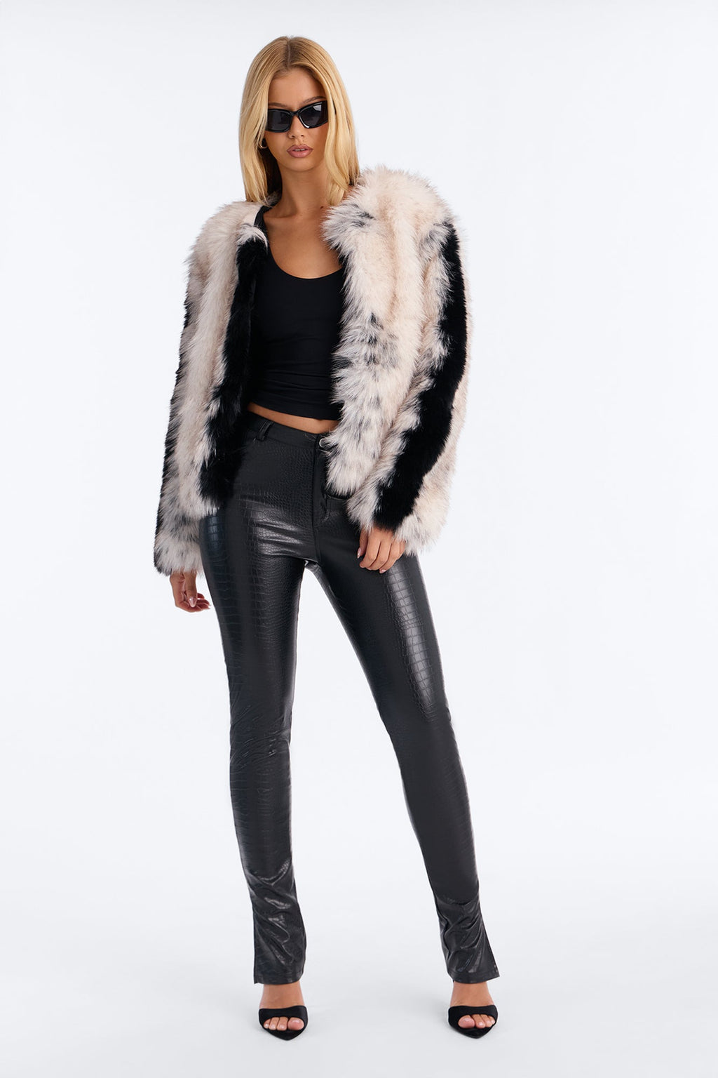 Paparazzi Please Faux Fur Coat - White/Black