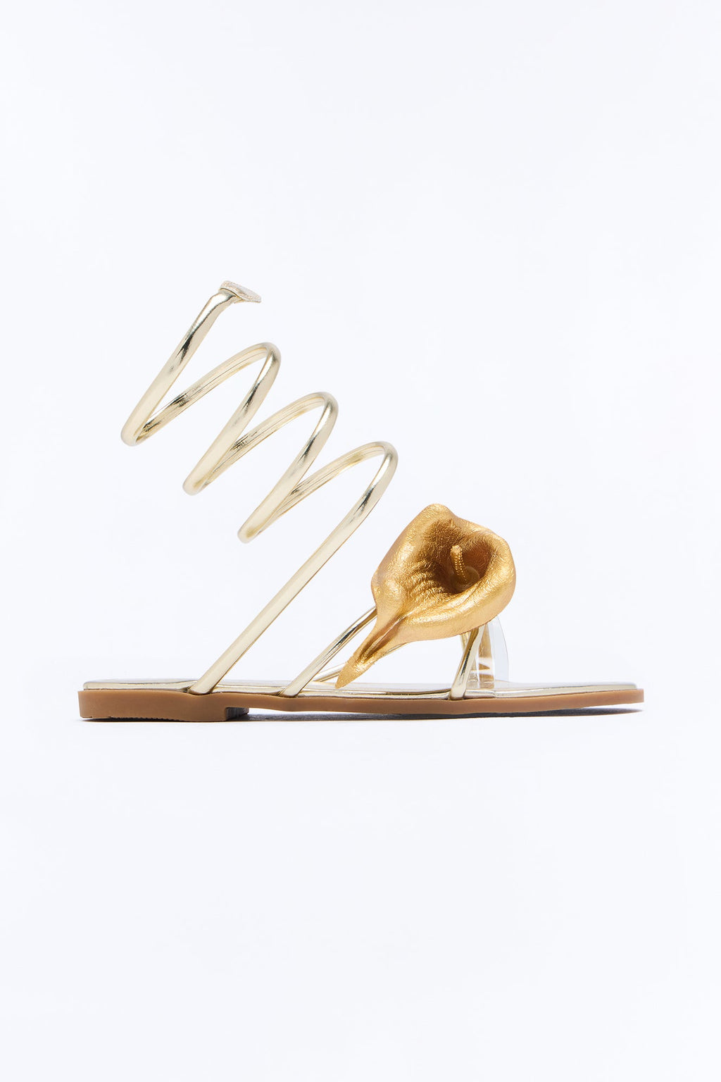 Island Flower Wrap Up Sandals - Gold
