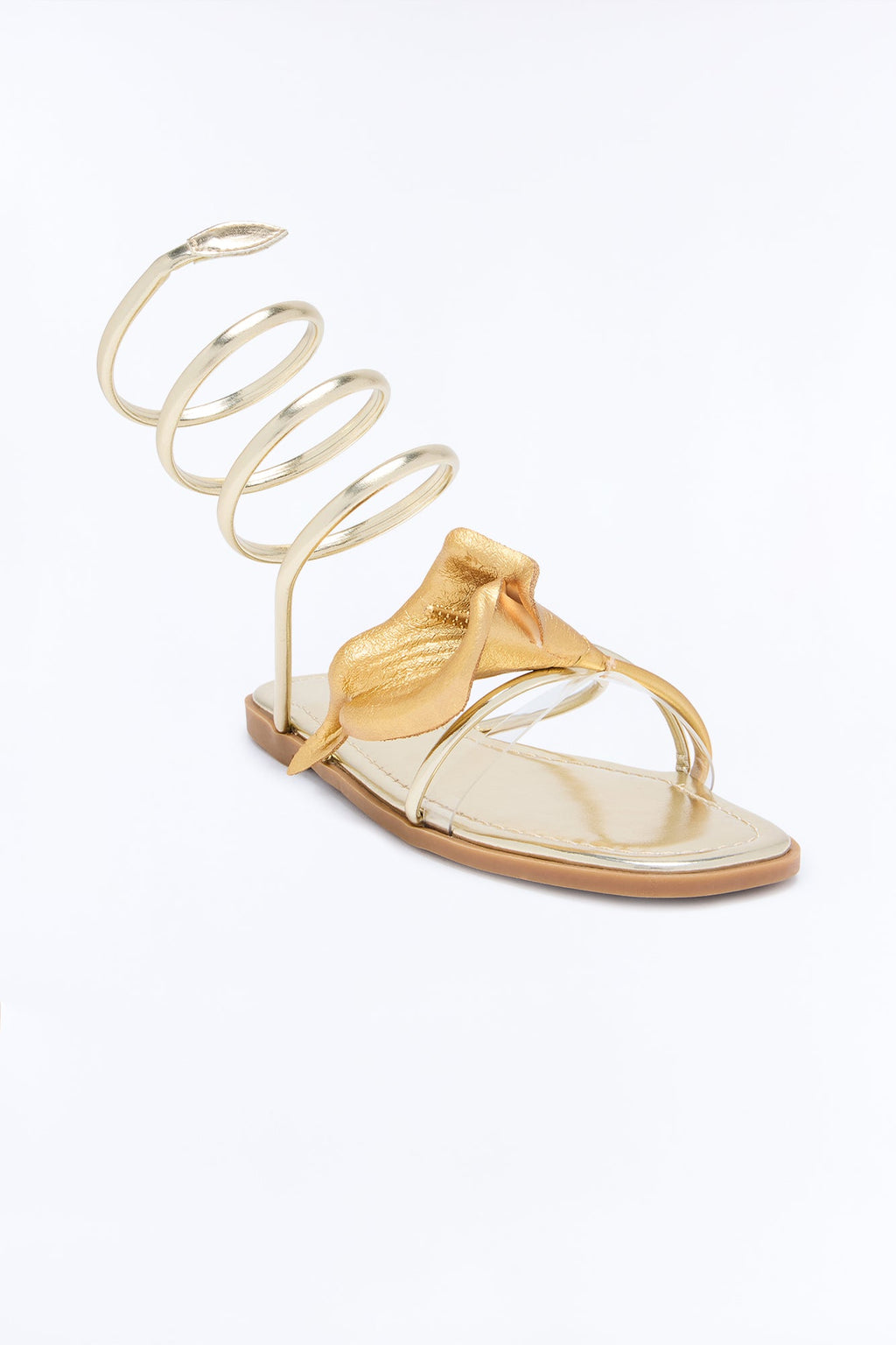 Island Flower Wrap Up Sandals - Gold