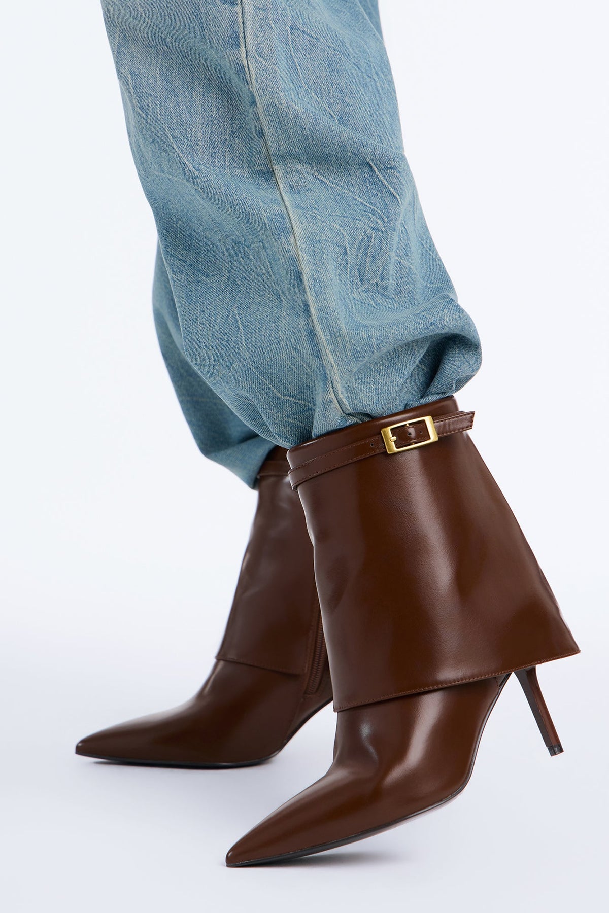 Easy Does It Overlay Heeled Booties - Brown