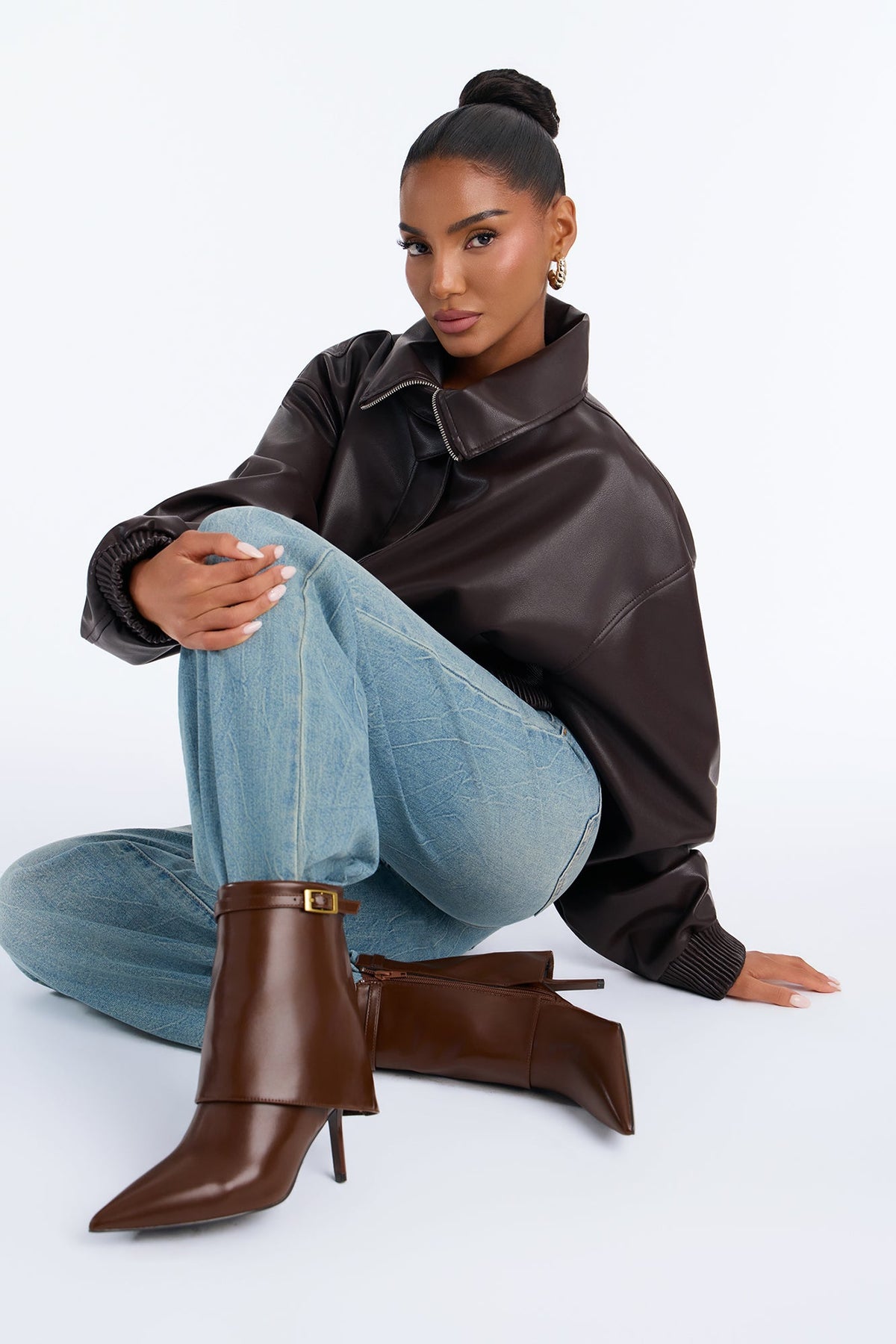 Easy Does It Overlay Heeled Booties - Brown