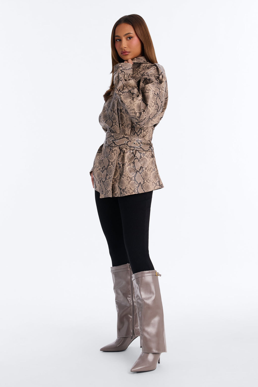 Final Touch Overlay Heeled Boots - Grey
