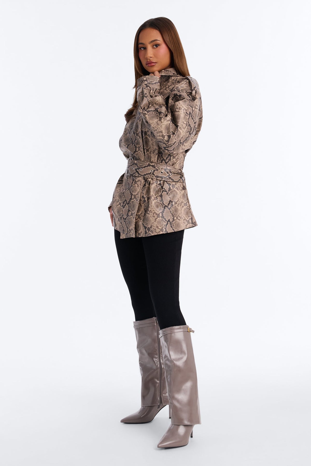 Final Touch Overlay Heeled Boots - Grey