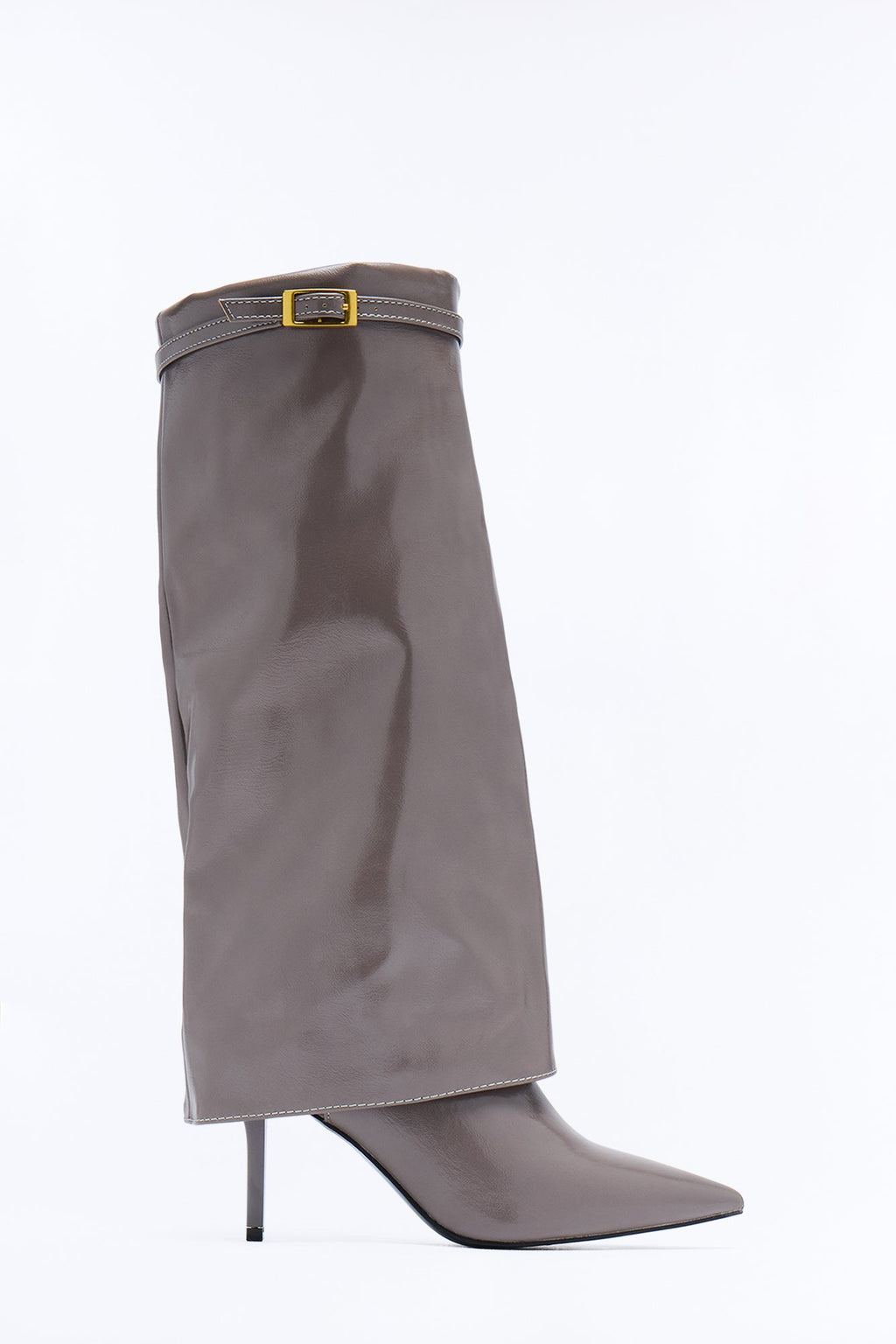 Final Touch Overlay Heeled Boots - Grey