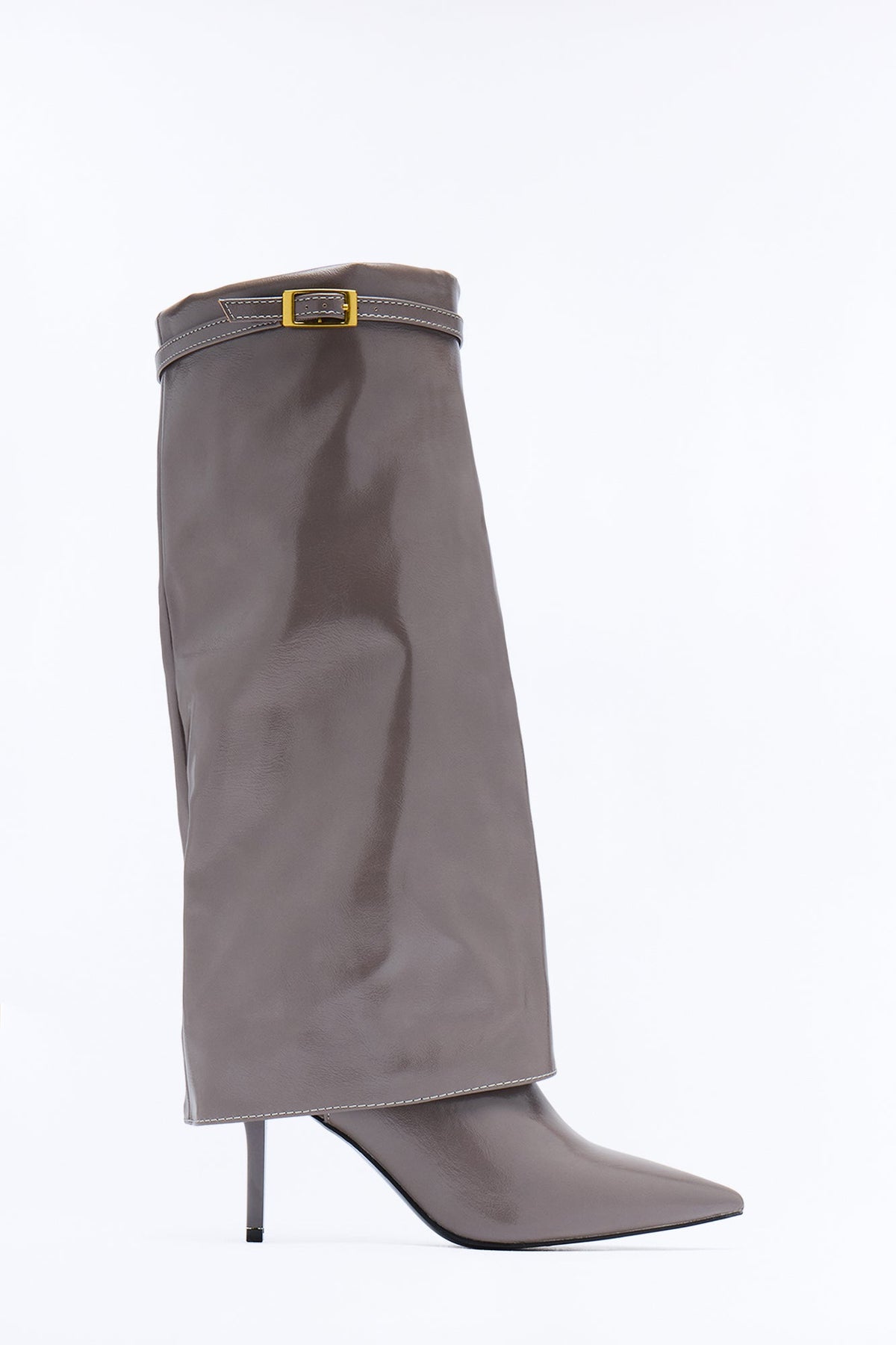 Final Touch Overlay Heeled Boots - Grey