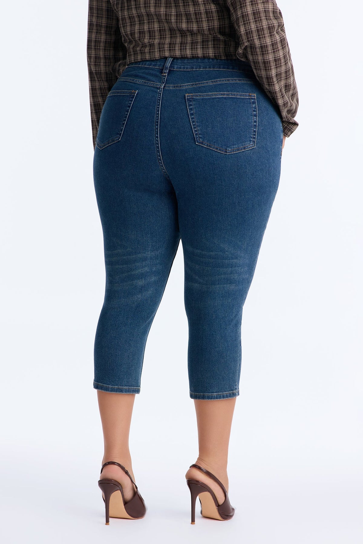 Wait Up Stretch Denim Capris - Dark Wash