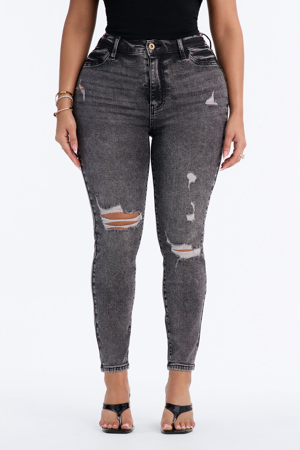 Petite Living Life High Stretch Skinny Jeans - Black Wash