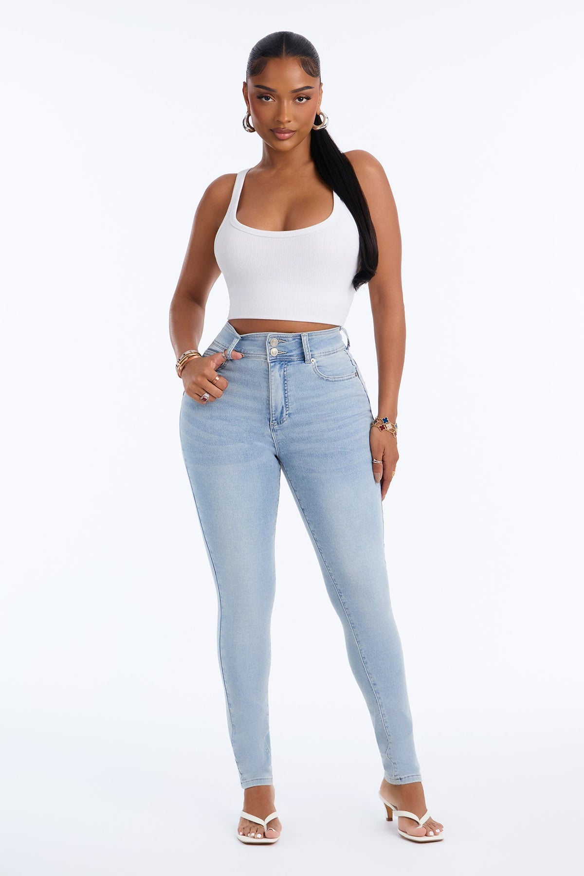 Snatch Me Tight Booty Lifter Skinny Jeans - Light Wash