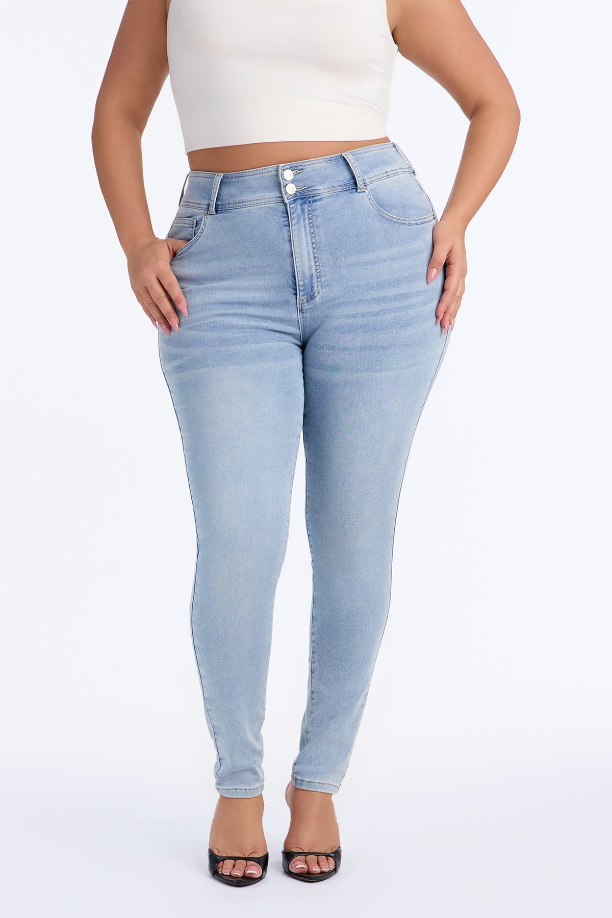 Snatch Me Tight Booty Lifter Skinny Jeans - Light Wash