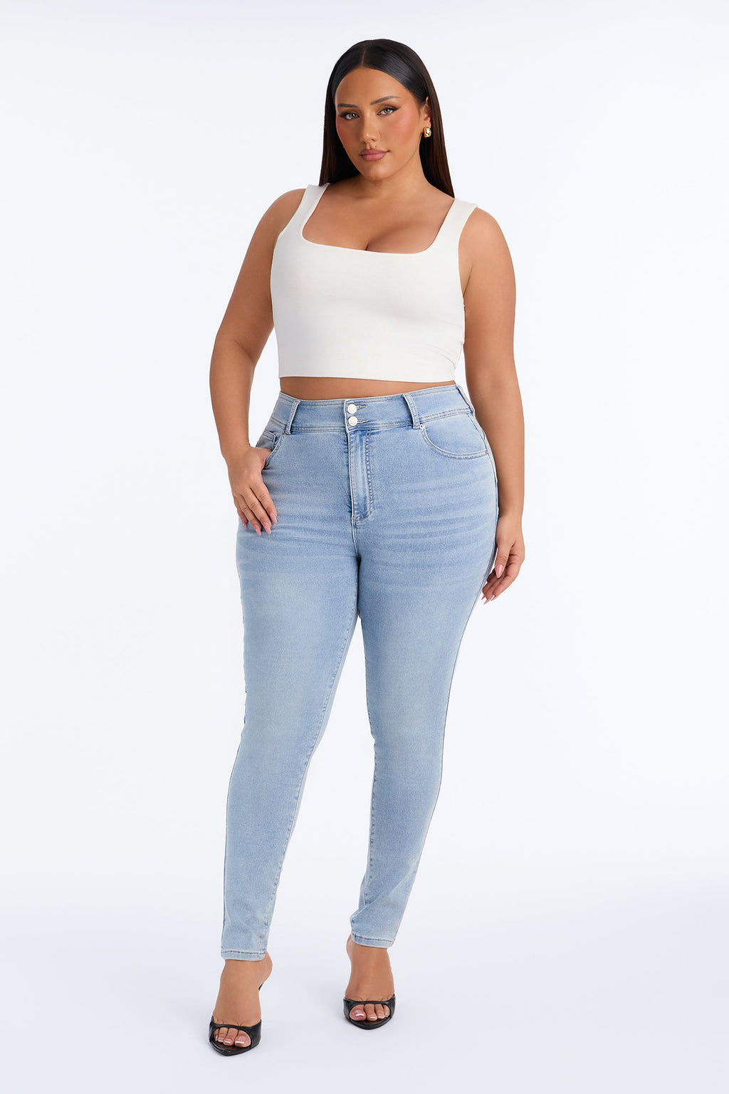 Snatch Me Tight Booty Lifter Skinny Jeans - Light Wash