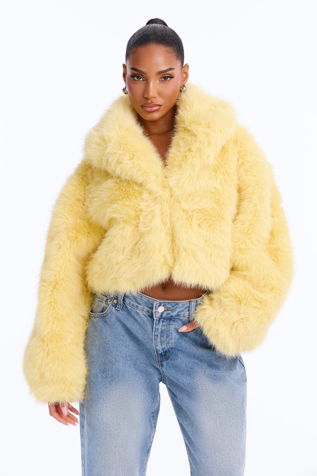 That's Luxe Faux Fur Coat - Butter Yellow