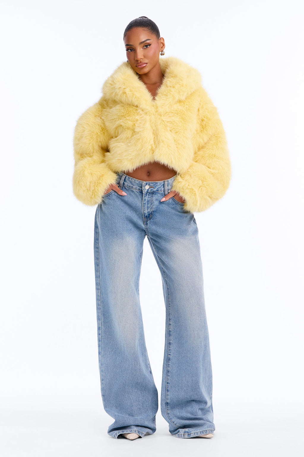 That's Luxe Faux Fur Coat - Butter Yellow