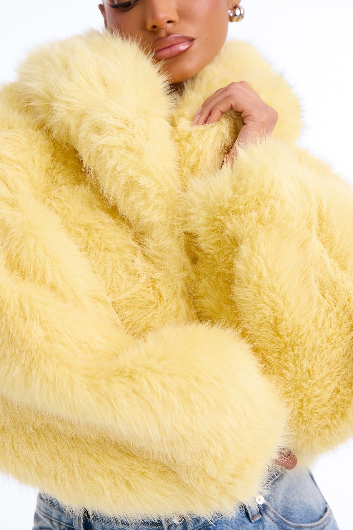 That's Luxe Faux Fur Coat - Butter Yellow
