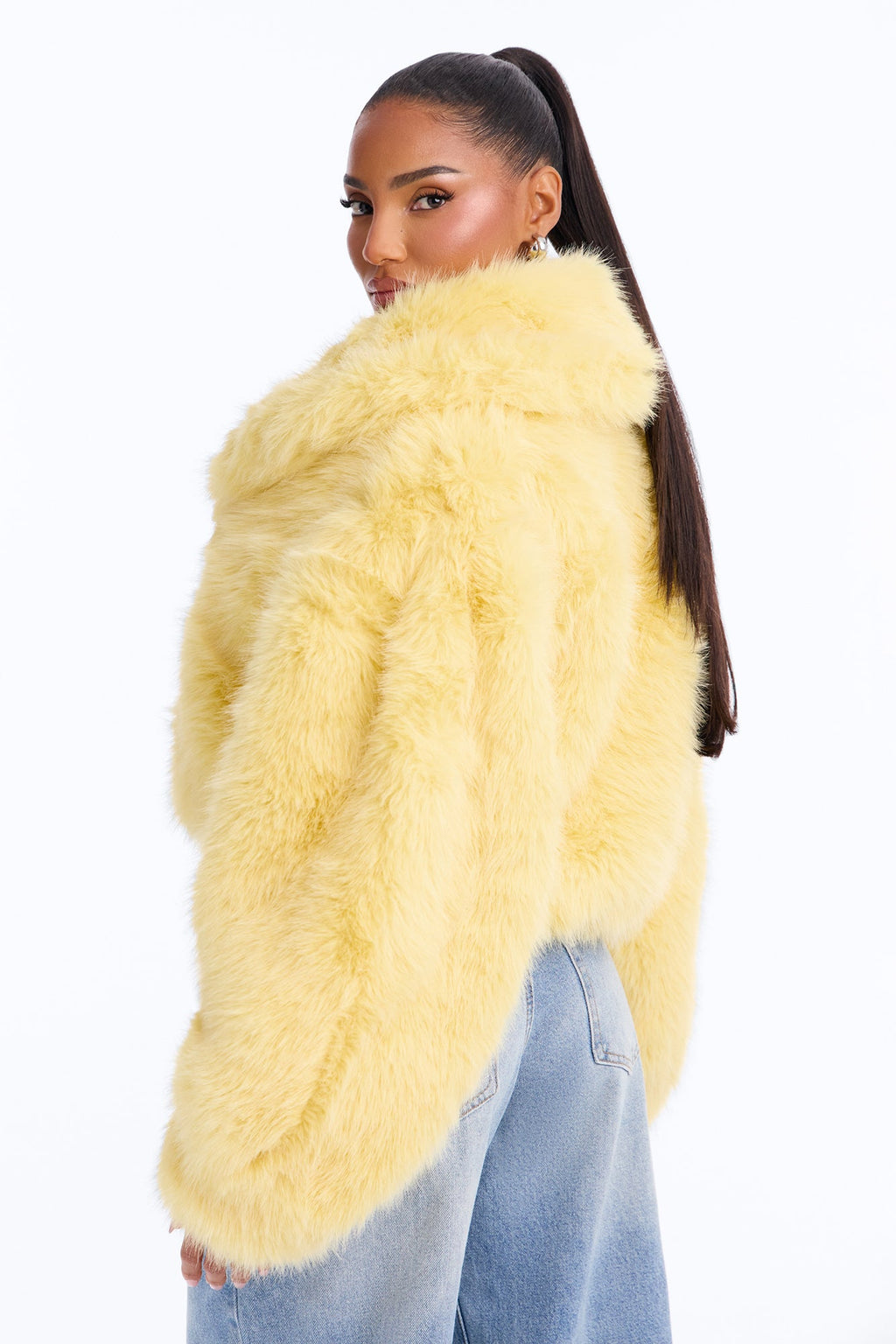 That's Luxe Faux Fur Coat - Butter Yellow