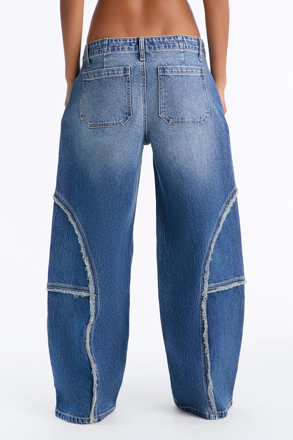 On The Fray Mid Waist Wide Leg Jeans - Dark Wash