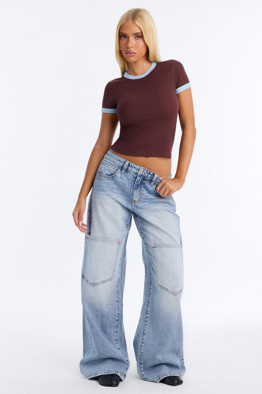 Brooklyn Baggy Cargo Jeans - Light Wash