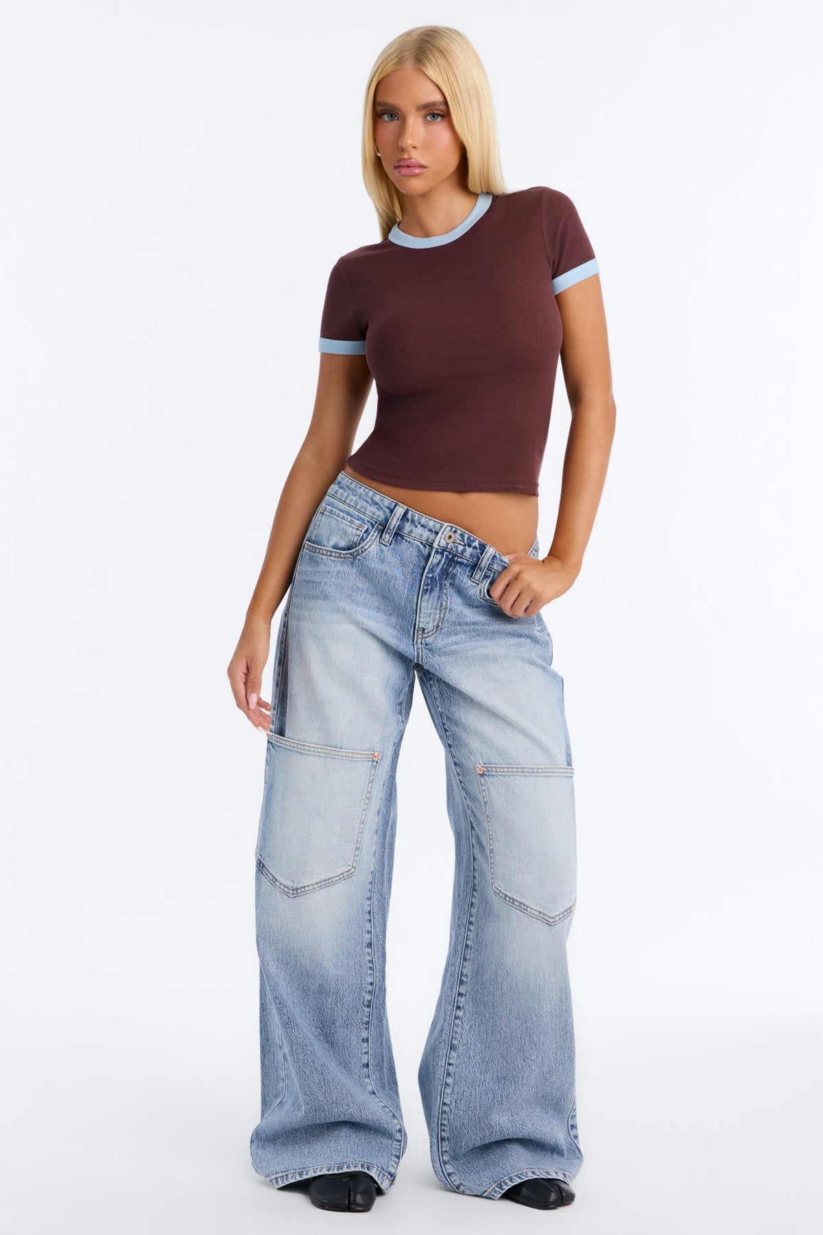 Brooklyn Baggy Cargo Jeans - Light Wash