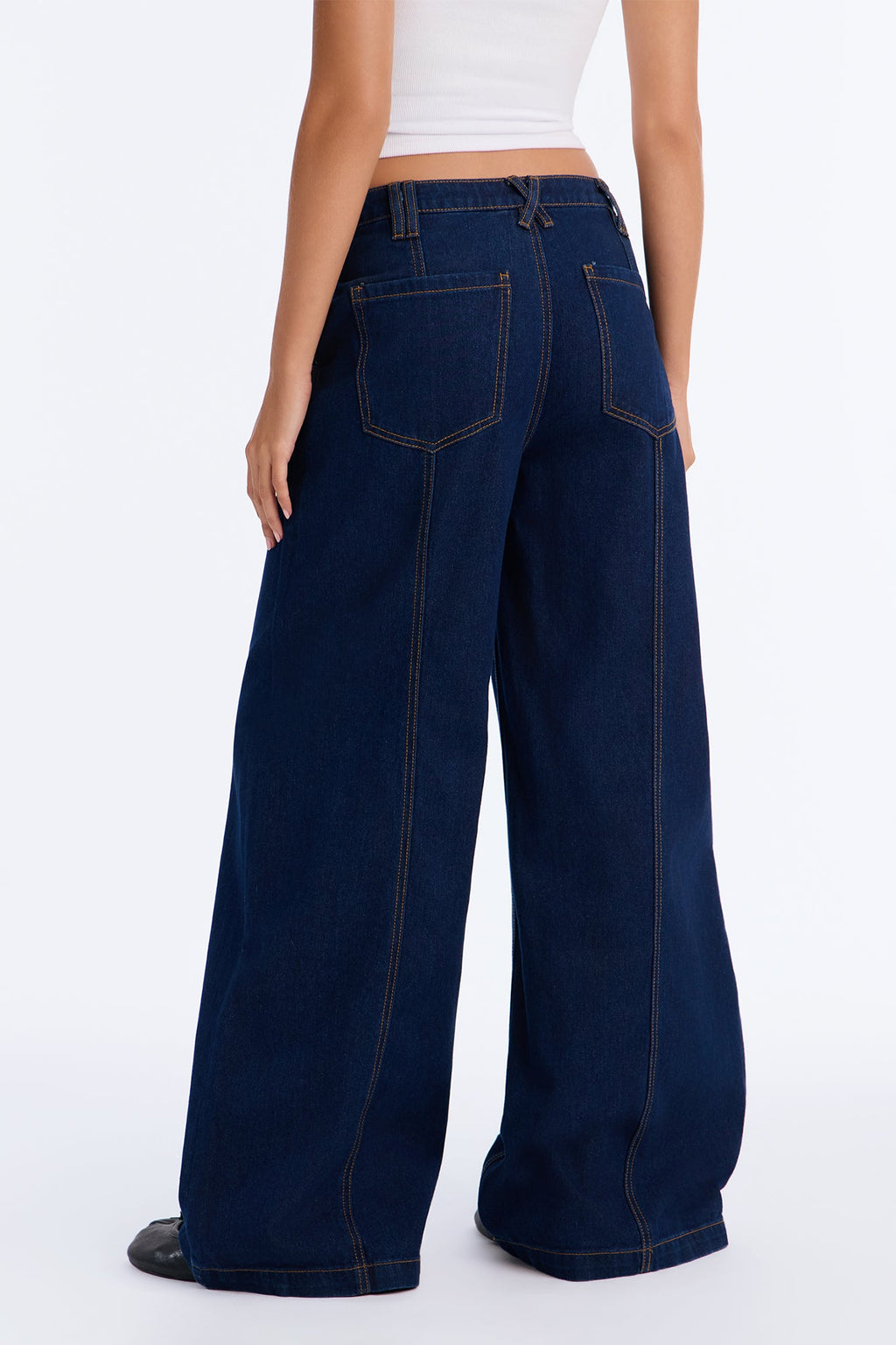 Drop A Comment Non Stretch Wide Leg Jeans - Rinse Blue Wash