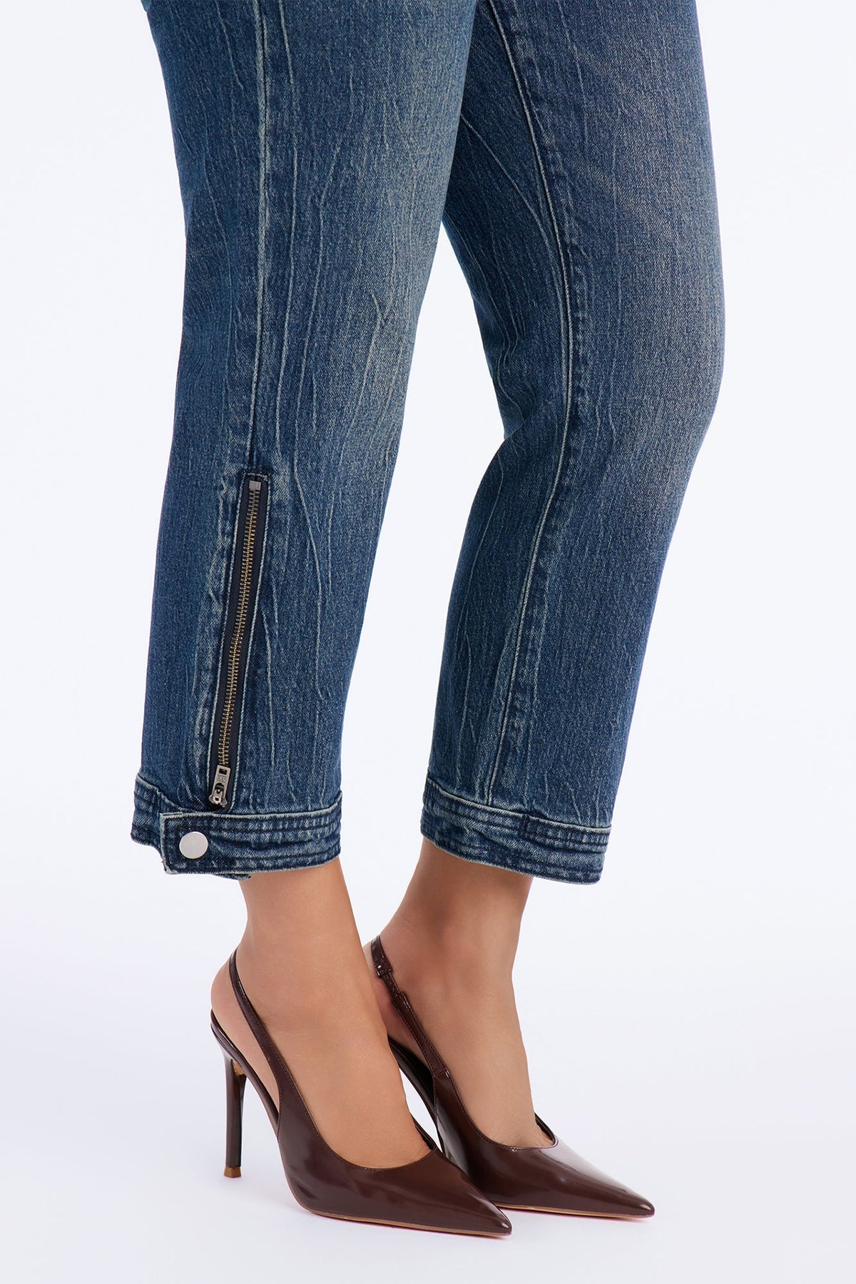 Madrid Premium Washed Cropped Straight Leg Jeans - Dark Wash