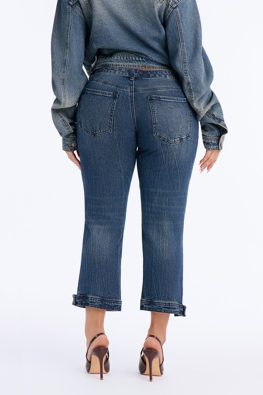 Madrid Premium Washed Cropped Straight Leg Jeans - Dark Wash