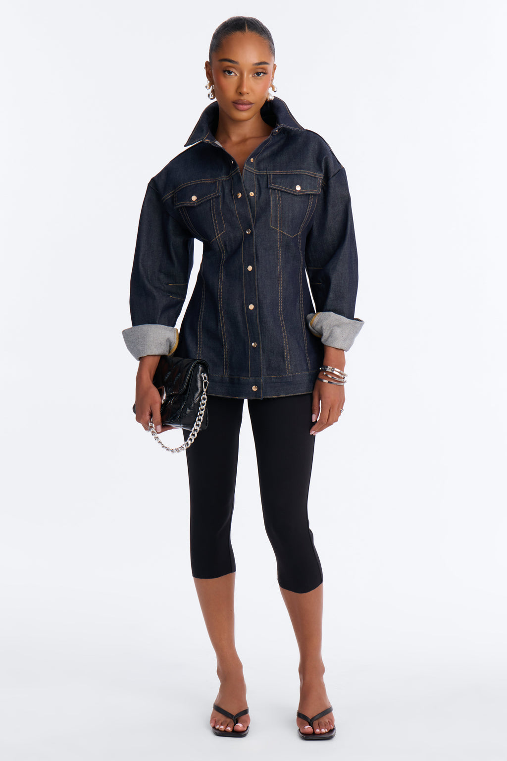 Premium Selvedge Sculpted Denim Jacket - Dark Denim