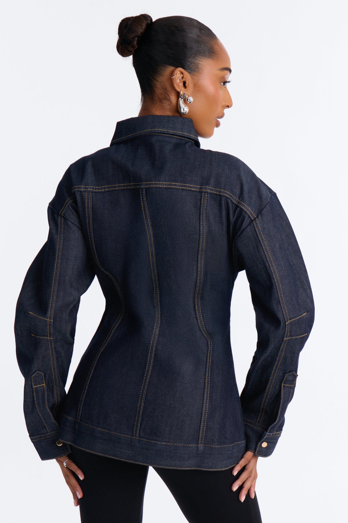 Premium Selvedge Sculpted Denim Jacket - Dark Denim