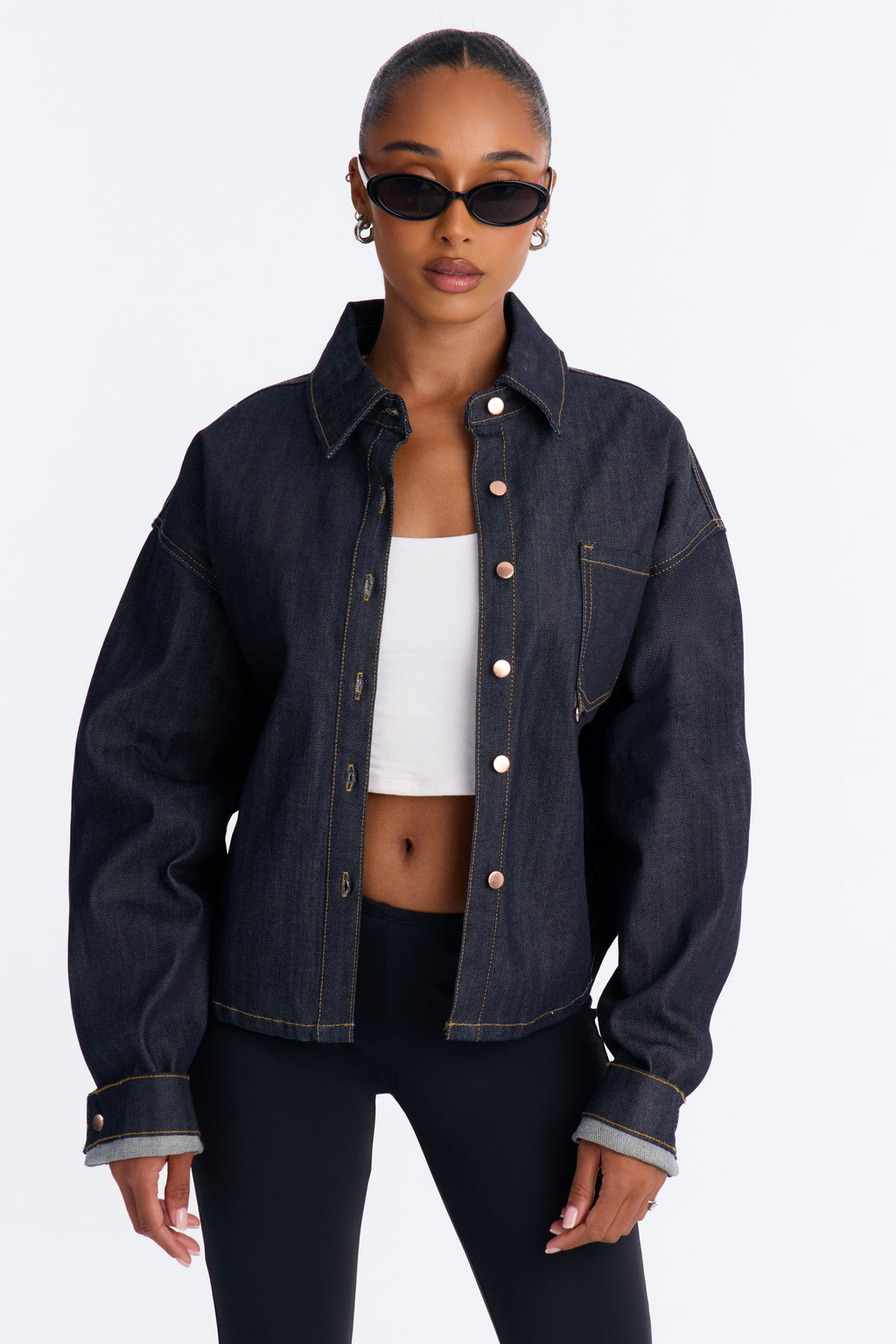 Premium Selvedge Utility Denim Jacket - Dark Denim