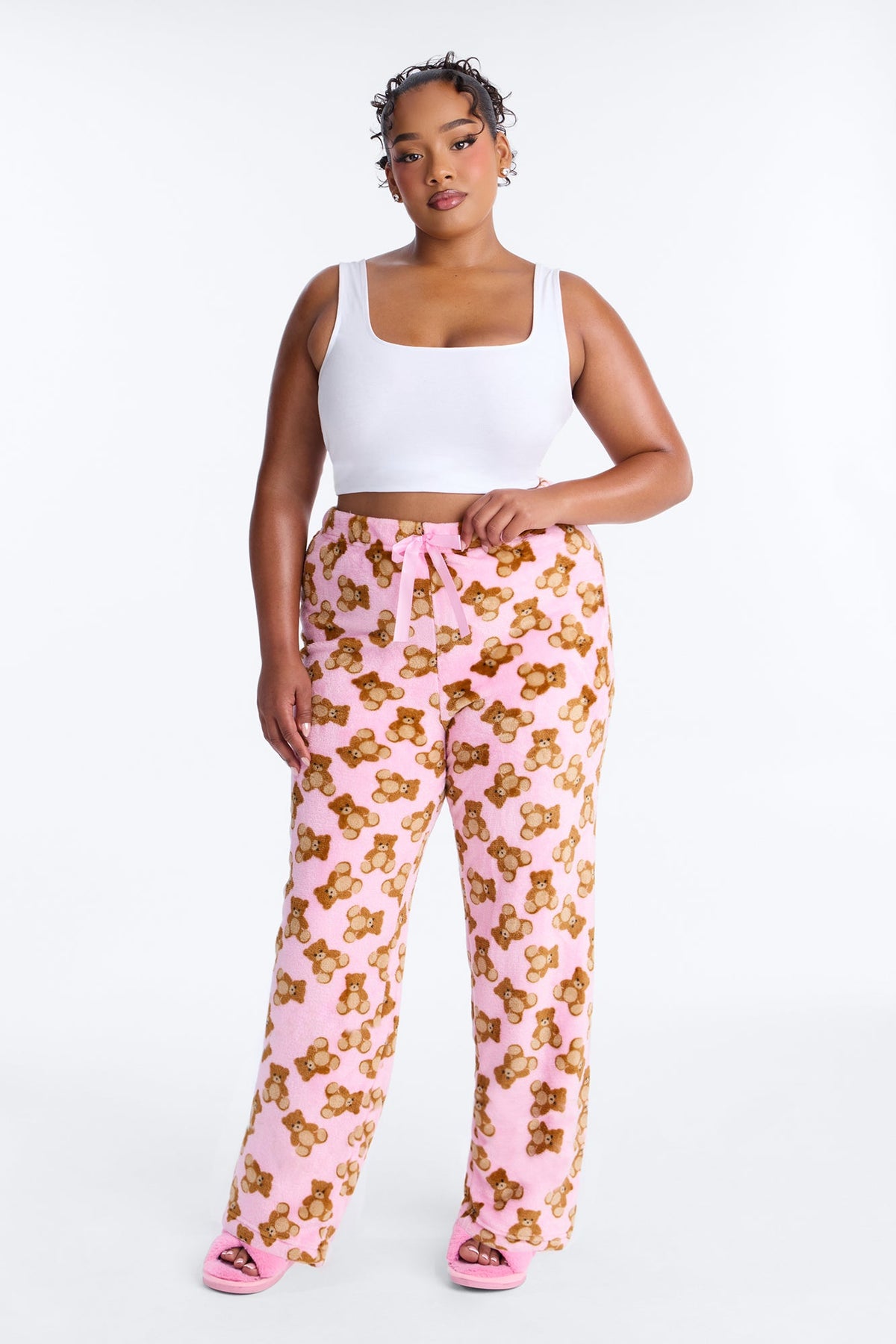 Bear Cuddles Plush PJ Pants - Pink/combo
