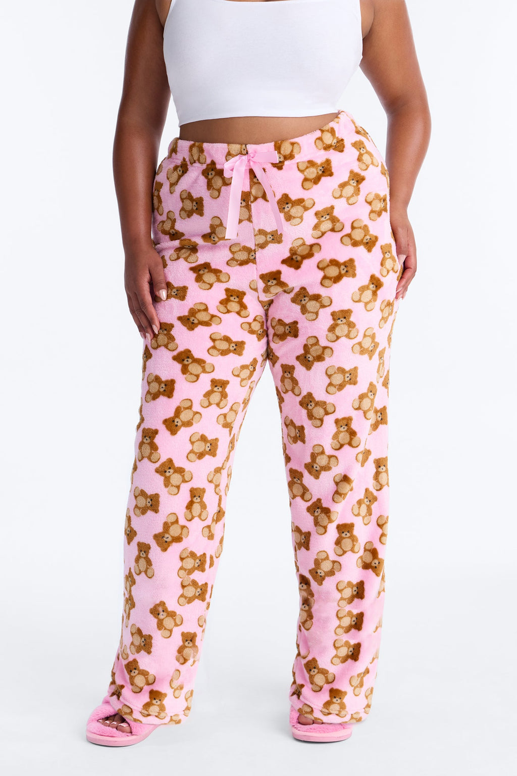 Bear Cuddles Plush PJ Pants - Pink/combo