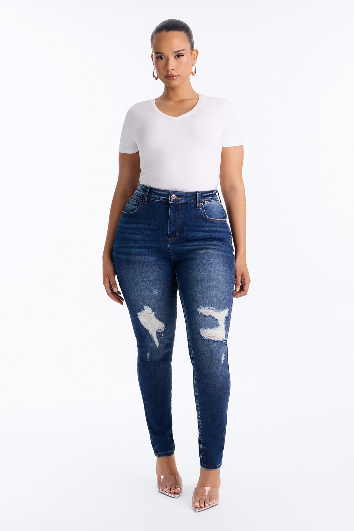 Tall Kalisha Stretch Ripped Skinny Jeans - Dark Wash