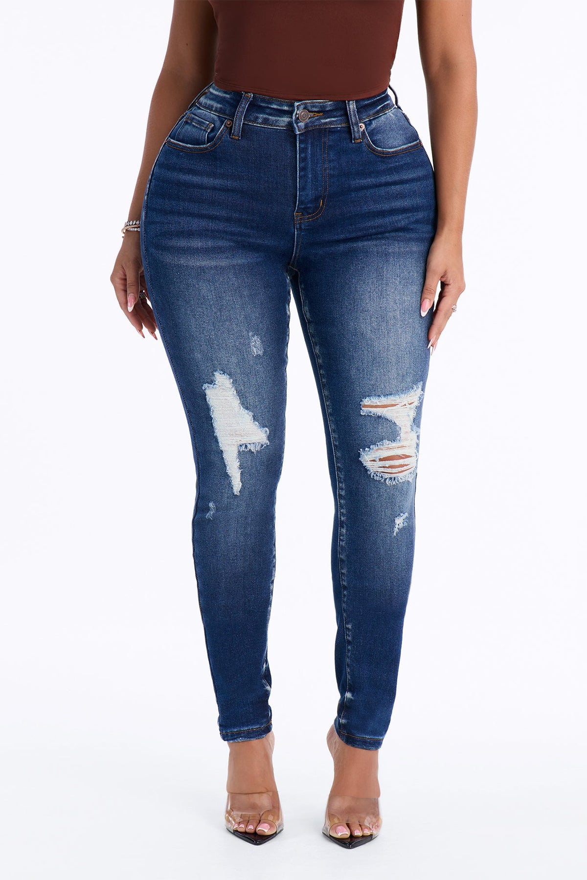 Tall Kalisha Stretch Ripped Skinny Jeans - Dark Wash