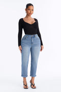 Petite Clara Super Stretch Sculpting Mom Jeans - Medium Wash