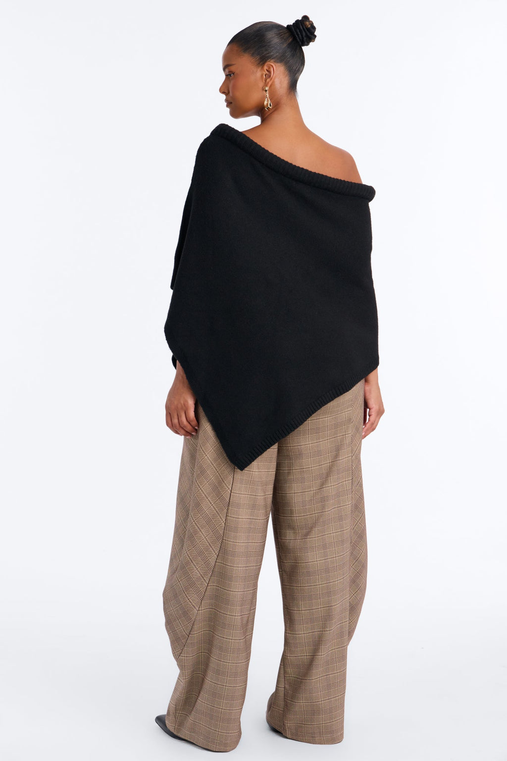 Classic One Shoulder Sweater Top - Black