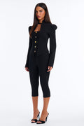 Femme Crepe Capri Pant Set - Black
